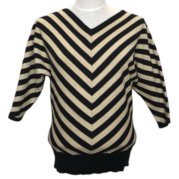 NWT GRACE Striped V-Neck Batwing Sweater Size XS - Picture 1 of 8